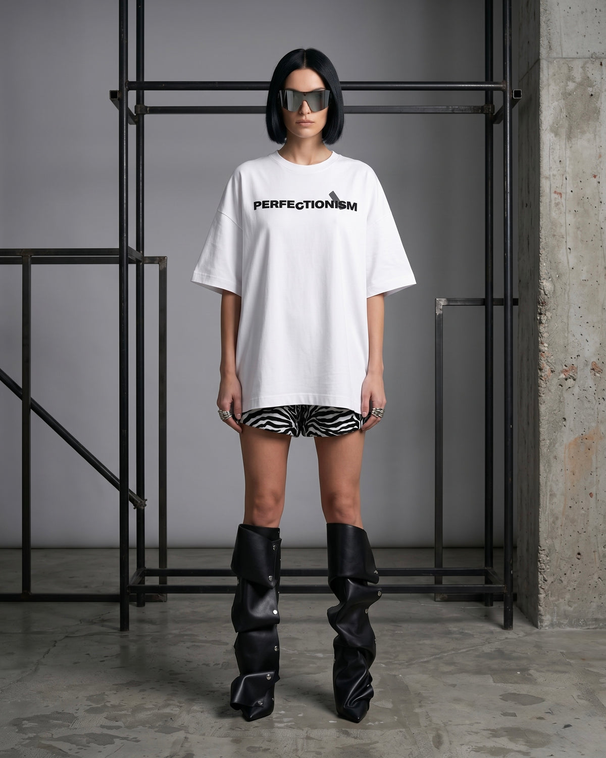 Conjunto de 2 piezas para mujer: Camisetas de perfeccionismo y Shorts de cebra