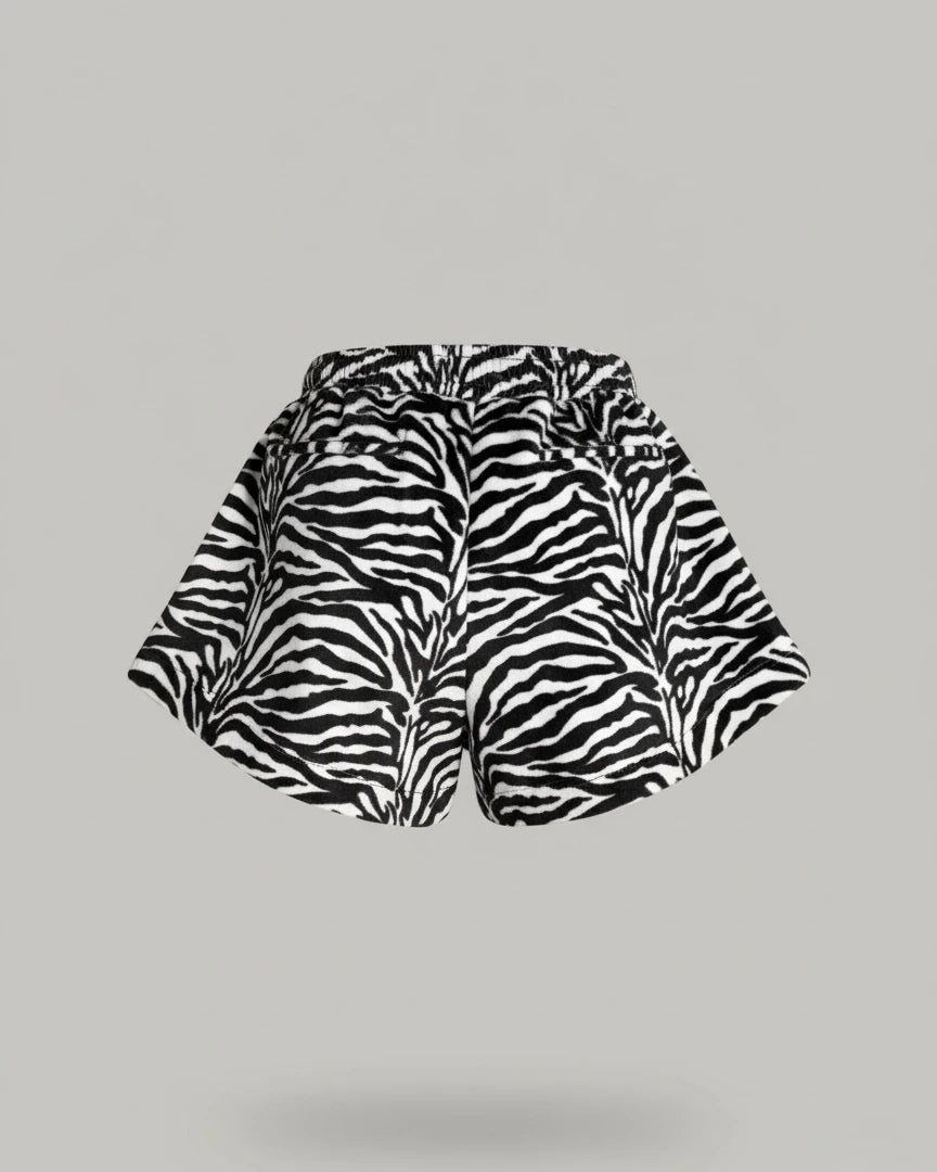 Conjunto de 2 piezas para mujer: Savannah Zebra (Chaqueta + pantalón corto)