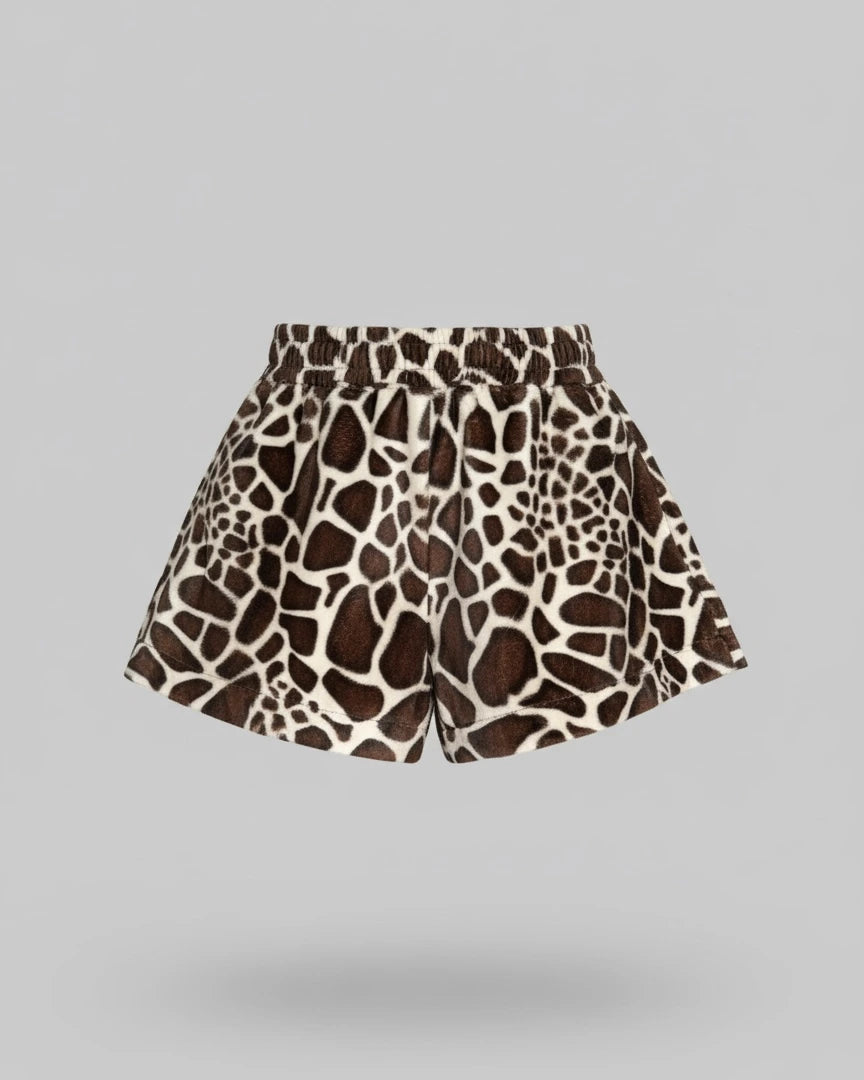 2-teiliges Damen-Set: Savannah Giraffe – Jacke + Shorts