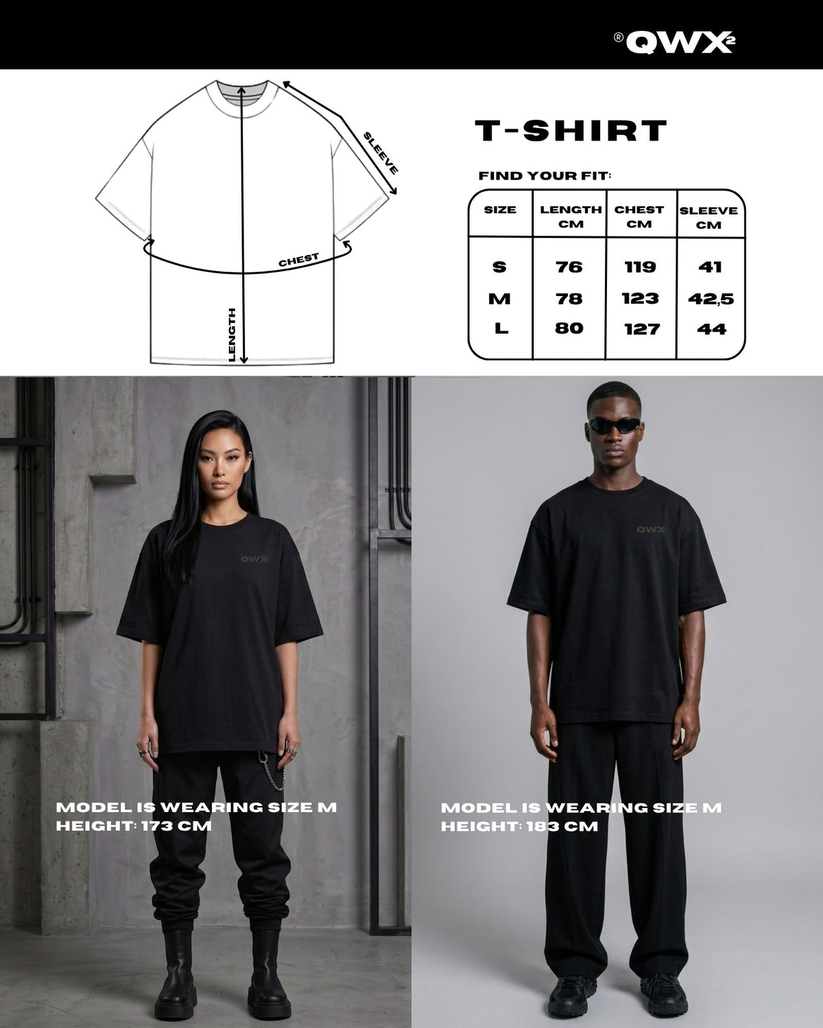 Oversized T-shirt size chart