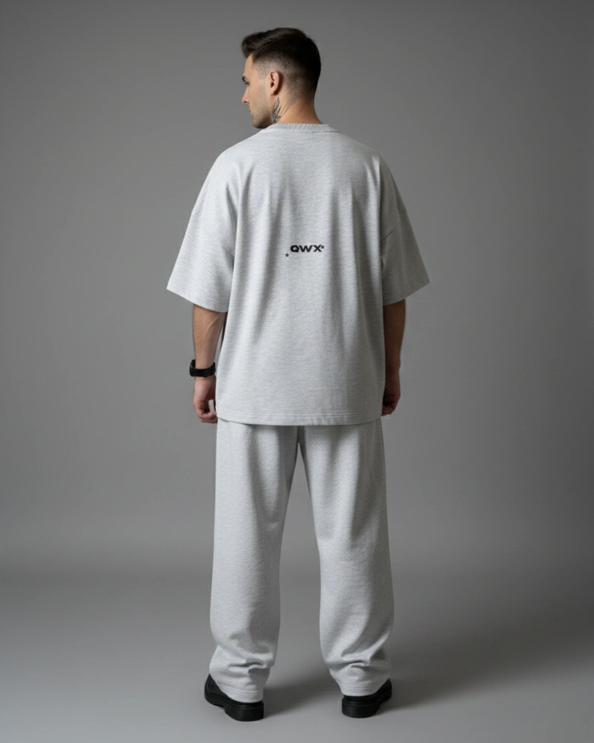 Conjunto de 2 piezas para hombre: camiseta urbana + pantalón de chándal ancho gris melange urbano