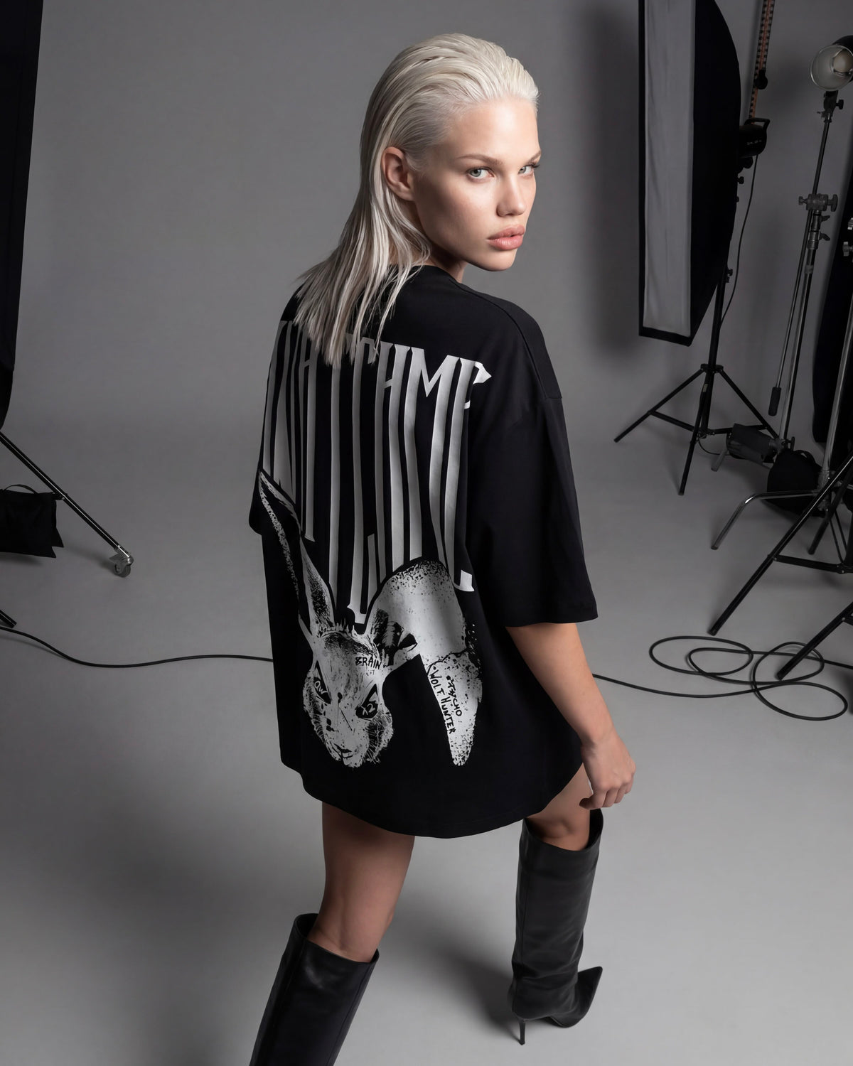Women's Evil Hunter black oversized T-shirt