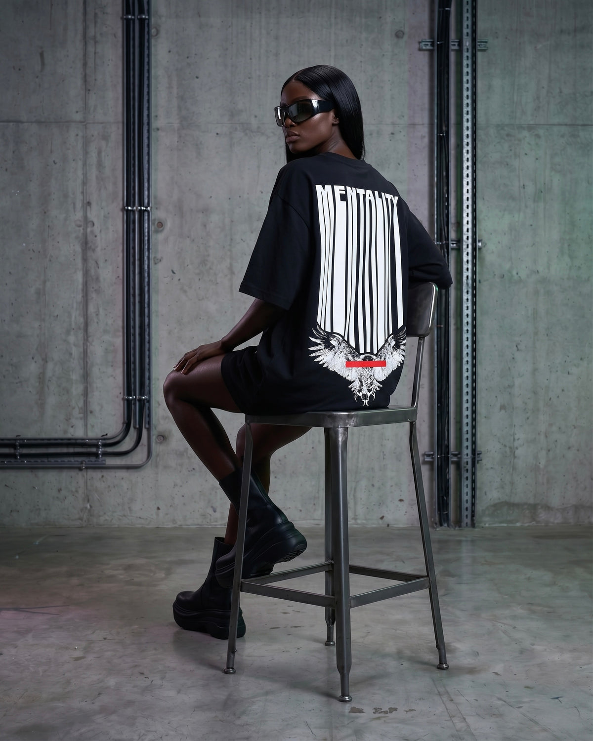 Women's Mentality black oversized T-shirt